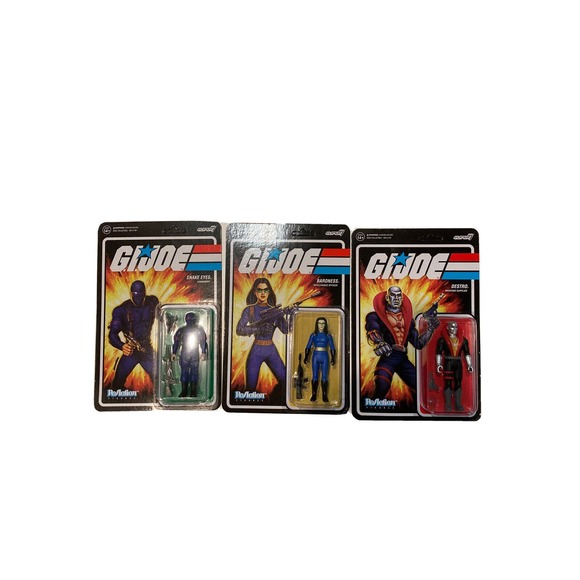 GI Joe Reaction Super7 - Lot of 3 Baroness Snake Eyes Destro Action Figures - Picture 1 of 2